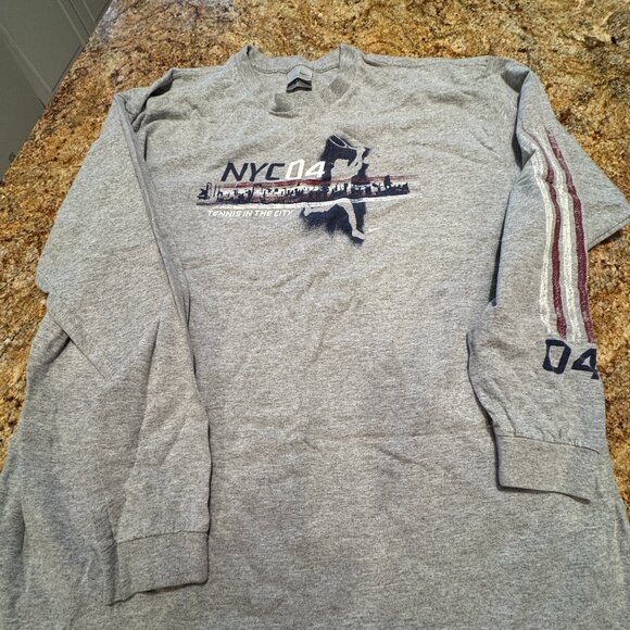 2004 Vintage US OPen Tennnis long-sleeved t-shirt - gray - unisex XL - Picture 1 of 3